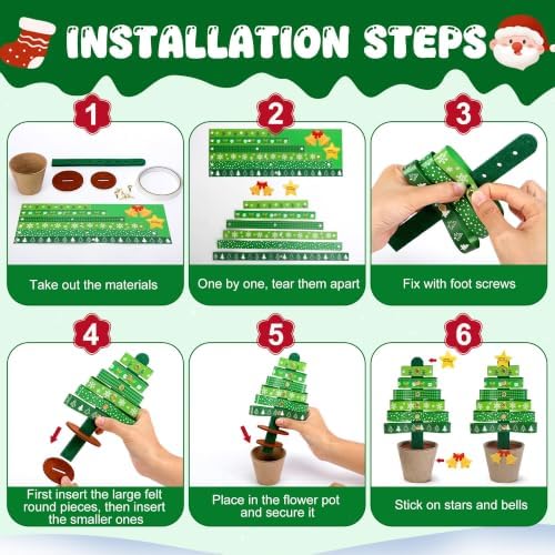 48 Sets Christmas Tree Pot Craft Kit, Standing Paper Xmas Tree DIY Bulk - Image 3