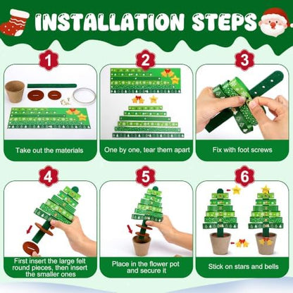 48 Sets Christmas Tree Pot Craft Kit, Standing Paper Xmas Tree DIY Bulk - Image 3