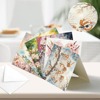 Artiphile DIY Pearl Art Painting Greeting Card Set Crafts Decor 6-Piece Foldable Cards Kit with Envelopes and Tools for Holiday Wishes Adult Crafting Project-Bird - Image 2