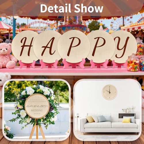 12 Inch Unfinished Wood Circles for Crafts, Wood Rounds Plaques for Cricut Crafts, Wooden Discs for Door Hanger Sign, Painting, Wood Burning, Christmas Home Décor(5Pcs Circle w/o Holes) - Image 3