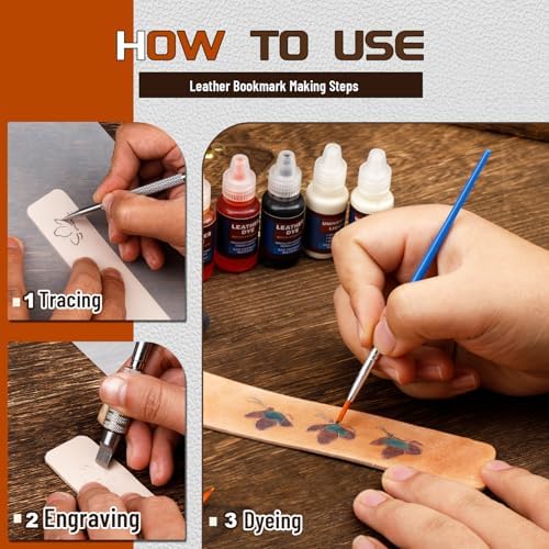 Leather Crafting Kit, Leather Bookmarks Making Kit Tools Supplies Tutorial - Image 3