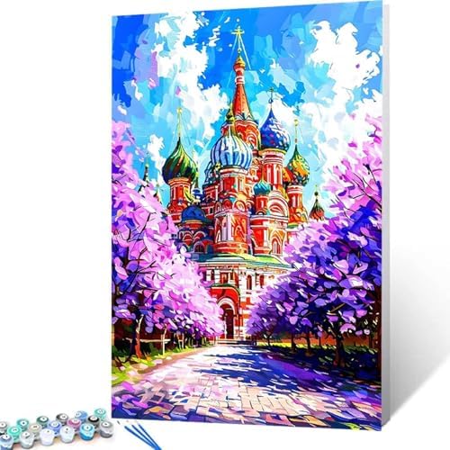 St. Basil's Cathedral Paint by Numbers Kit for Adults Landscape Paint by Numbers, DIY Acrylic Oil Painting Kits for Adults Beginners with Brushes, Hobbies for Women for Home Wall Decor 40x54 in L-17 - Image 4