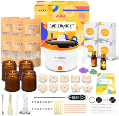 Complete Soy Candle Making Kit with Wax Melter for Beginners & Adults by WcoDusak
