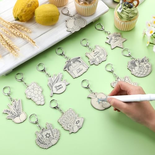 RattanView 24 Pcs Sukkot Craft Keychains DIY Keychain, 12 Styles - Image 4