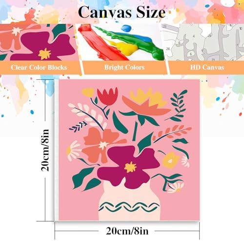 eimivrc 4 Pack Paint by Numbers Kit for Adults Framed,Flowers Paint by Numbers for Adults Beginner,DIY Acrylic Oil Painting for Home Wall Decor(8x8inch) - Image 2