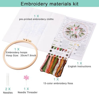 Harimau Letter M Pattern Embroidery Kit for Adult Beginners, Complete Starter Pack with 1 Hoop, Needles, Instruction Guide & Embroidery Stitch Video Tutorials - Image 2