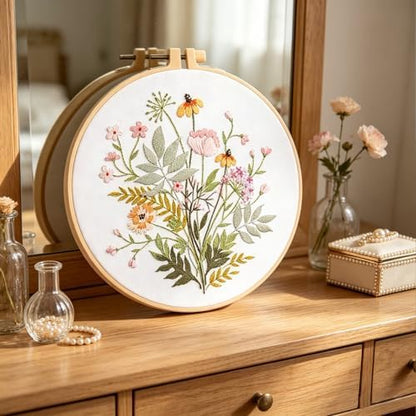Silentsea Floral Embroidery Kit for Beginners – All-in-One DIY Stitching Set with Pre-Printed Fabric, Hoop & Threads – Perfect for Relaxing Craft Lovers. - Image 7