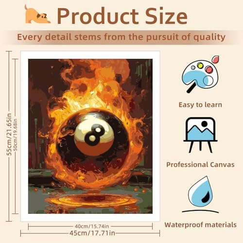 Reivworl Billiards Paint by Numbers Kit for Adults Beginner, 16" Wx20 L Billiards Paint by Number for Adult, Acrylic Painting Kits with Canvas for Gifts and Wall Decor - Image 4