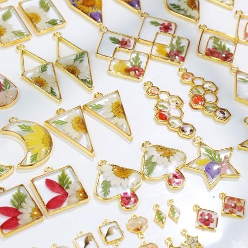 LET'S RESIN 172PCS Open Bezels for Resin, Gold Hollow Frame Pendants Bezels - Image 4
