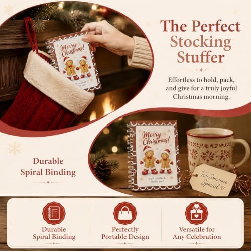 4PCS Christmas Gift Card Book, 5x7 Holiday Gift Booklet, DIY Spiral-Bound Merry Christmas College Survival Kit, 10-Page Surprise Greeting Card Book for Cards Cash, Students Graduation Gift (E#) - Image 5