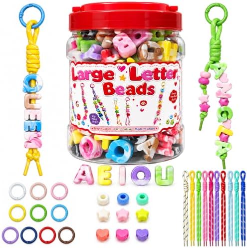 Kasmena 420Pcs Chunky Large Letter Beads DIY Keychain & Bracelet Making Kit by Kasmena