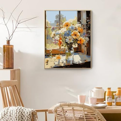 PRASIO Framed Paint by Numbers Kit for Adults Beginner, Flowers Adult Paint by Number Kits on Canvas Framed, DIY Acrylic Watercolor Oil Paint by Numbers with Frame for Gift Home Decor 16x20 Inch - Image 7