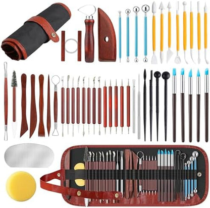 48 Pcs Polymer Clay Carving Tools Set, Pottery Sculpting Tools with Bag by ATSKIM