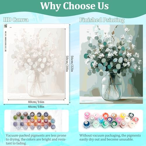 AIRDEA Flowers Paint by Numbers for Adults Beginner,Myosotis Alpestris Painting by Number Kits on Canvas,Frameless,16x20in DIY Acrylic Painting,Home Wall Decor - Image 3