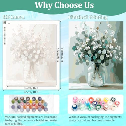 AIRDEA Flowers Paint by Numbers for Adults Beginner,Myosotis Alpestris Painting by Number Kits on Canvas,Frameless,16x20in DIY Acrylic Painting,Home Wall Decor - Image 3