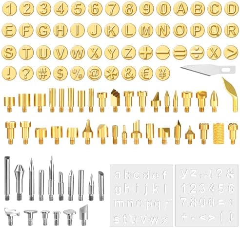 105 Pieces Wood Burning Tip Letters Set Including Letter Number Symbol Alphabet Template for Wood Burner DIY Embossing Carving by Unknown