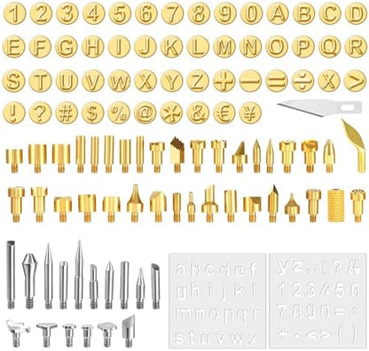 105 Pieces Wood Burning Tip Letters Set Including Letter Number Symbol Alphabet Template for Wood Burner DIY Embossing Carving by Unknown
