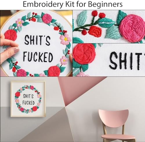 Louise Maelys Funny Floral Embroidery Kit for Beginners DIY Decor - Image 4