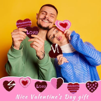 Yaomiao 6 Pcs Valentine's Day Punch Needle Coaster Kit Embroidery Kits Punch Needle Set Craft Supplies with Patterns Yarns Tools Adhesive Felt Embroidery Hoop Instruction Holder for DIY - Image 6