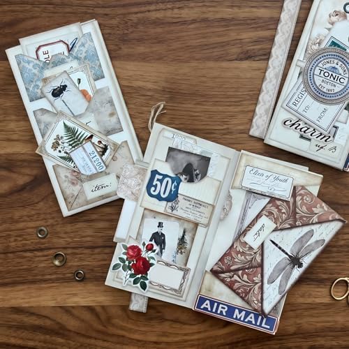 XINPOCUT Trifold Folio Mini Project,Folio Booklet Craft Kit, Junk Journal Kit, Scrapbooking Supplies, Journaling Decor, Mini Folio Writer Folder Project, Arts & Crafts Gifts by Unknown