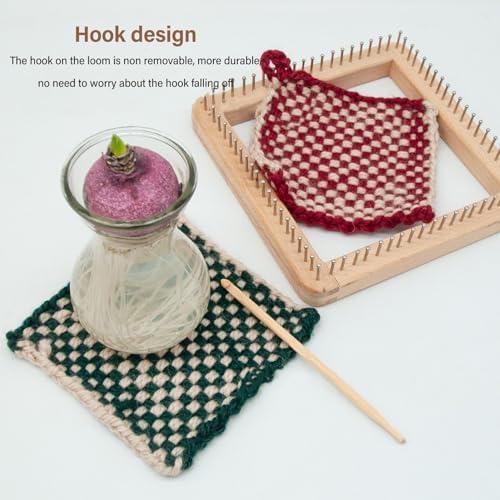 FOSA Pin Looms, Weaving for Adults, Wooden Knitting Hand Craft Wooden Knitting Board, Pin Weaving Kits for DIY Weaving Beginners, 10 * 10cm - Image 4