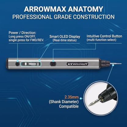 ARROWMAX Engraving Pen for Metal Wood Glass Plastic with OLED, 30000 RPM - Image 2