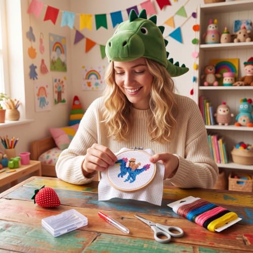 XunYee 18 Mesh Needlepoint Canva for Beginner, Dinosaur - Image 4
