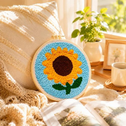 Sunflower Punch Needle Kit for Beginners Adults, with Embroidery Hoop - Image 6