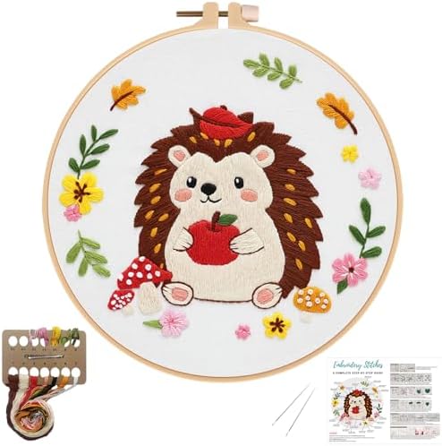 Louise Maelys Hedgehog Embroidery Kit, Cross Stitch Kit for Beginner by LouiseMaelys