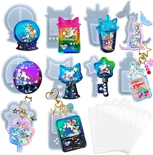 Resin Shaker Molds Set Game Consoles, Bottle, Cat's Paw, Crystal Ball 10 Silicone Trays with 5 Seal Films by FUNSHOWCASE
