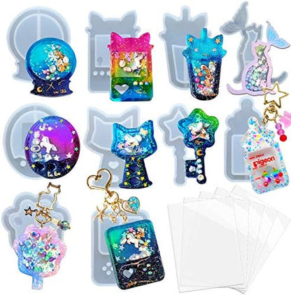 Resin Shaker Molds Set Game Consoles, Bottle, Cat's Paw, Crystal Ball 10 Silicone Trays with 5 Seal Films by FUNSHOWCASE