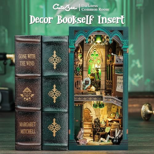 CUTEBEE Book Nook Kit, DIY Booknook Miniature House Tiny House 3D Wooden Puzzle Dollhouse Kit for Adults and Teens, Bookshelf Insert Decor, DIY Craft Gift Model Build - Image 2