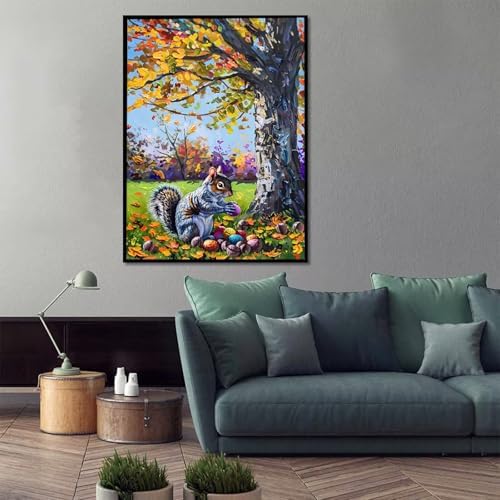 Paint by Numbers Kit for Adults Beginner, Animal Paint by Numbers Squirrel, DIY Easy Acrylic Watercolor Oil Painting Kit with Brushes, Arts and Crafts for Adult for Home Wall Decor 16x20 in z-41 - Image 2