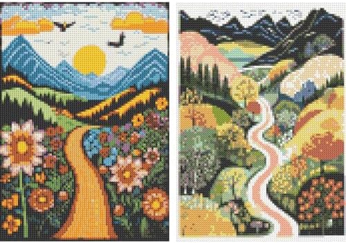 DOTSOPS 2 Pcs Landscape Diamond Art Painting Kits Round Full Drill - Image 2