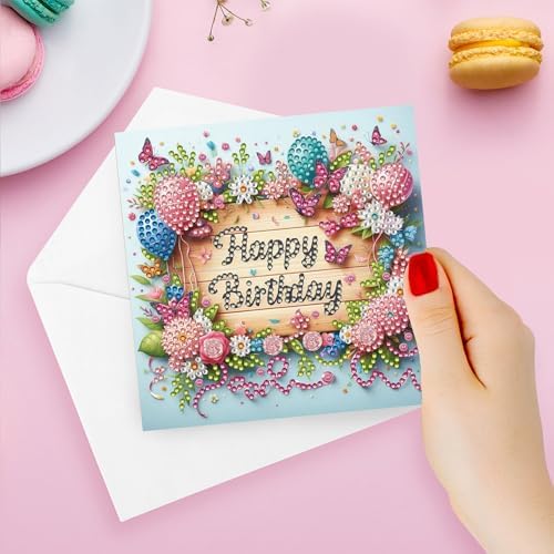 Zyvoreva 12 PCS 5D Diamond Painting Birthday Cards Kit, DIY Diamond Art Greeting Cards for Adults, Complete Hobby Craft Set for Card Making with Envelopes & Tools, Unique Handmade Gifts (Green) - Image 5