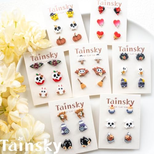 Tainsky Halloween Polymer Clay Cutters, 22 Shapes Halloween Studs Clay Earrings Cutters (Studs-B) - Image 3
