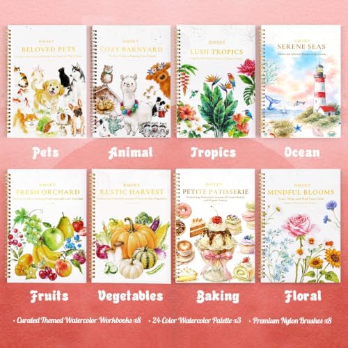 Watercolor Workbook 8 Pack,Water Colors Paint Adult Set for Beginner with Step by Step,Relaxing & Easy to Paint Water Coloring Book with 24 Colors,Perfect for Gifting to Creativity & Joy for Adults - Image 2