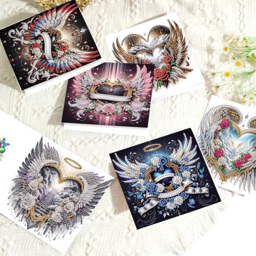 6PCS Wing Diamond Art Painting Greeting Cards Kit with Envelopes - 5D DIY Diamond Art Card Kits for Adults - Handcrafted Postcards for Birthday & Holiday - Image 6