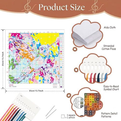 Colorful Hummingbird Stamped Cross Stitch Kits for Beginner 13.7x13.7 Inch - Image 6
