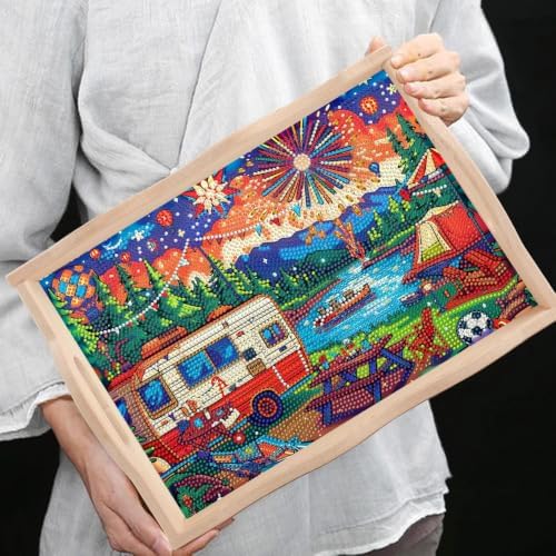 DOTSOPS 5D Diamond Art Kits for Adults Wooden Serving Tray with Handle - Image 6