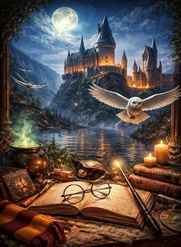 Castle Paint by Numbers Kit for Adults Framed Canvas 12X16in, Frameworkless by FairylandJinWenn