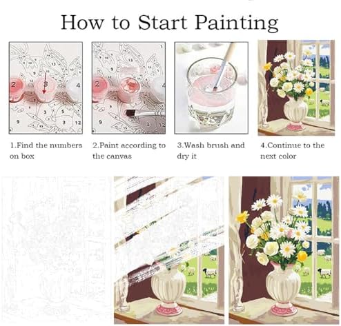 ZRIZQ Paint by Numbers Kit for Adults Beginners,Floral DIY Painting Set,Relaxing Creative Craft Activity,16x20 Inch-Flowers 6 - Image 5
