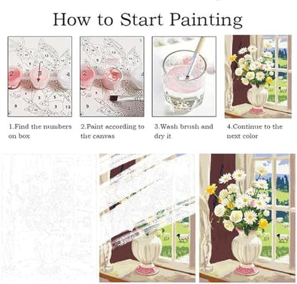 ZRIZQ Paint by Numbers Kit for Adults Beginners,Floral DIY Painting Set,Relaxing Creative Craft Activity,16x20 Inch-Flowers 6 - Image 5