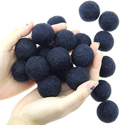 Zasy 30mm Needle Wool Felt Balls Foam Filled Wool Felt Pom Pom Home Decor DIY (Black) - Image 3