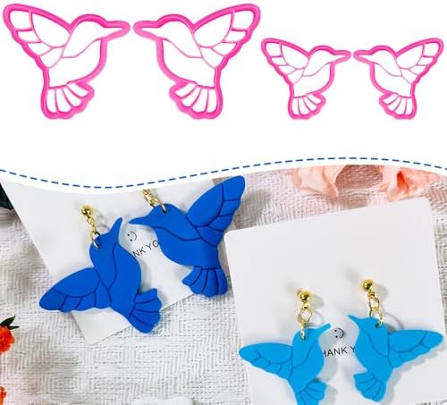 Xaekicr Hummingbird Polymer Clay Cutters – 4 Pcs Clay Cutters for Polymer Clay Jewelry, Bird Shape Clay Earring Cutters, DIY Clay Tools for Earrings and Crafts by Xaekicr