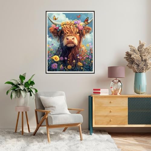 Canrichshop Highland Cow Paint by Numbers Kit for Adults,Cow Painting by Numbers,DIY Acrylic Paint Kit for Adults Without Frame,Easy Adult Paint by Number Kits on Canvas for Decor 16x20inch - Image 3