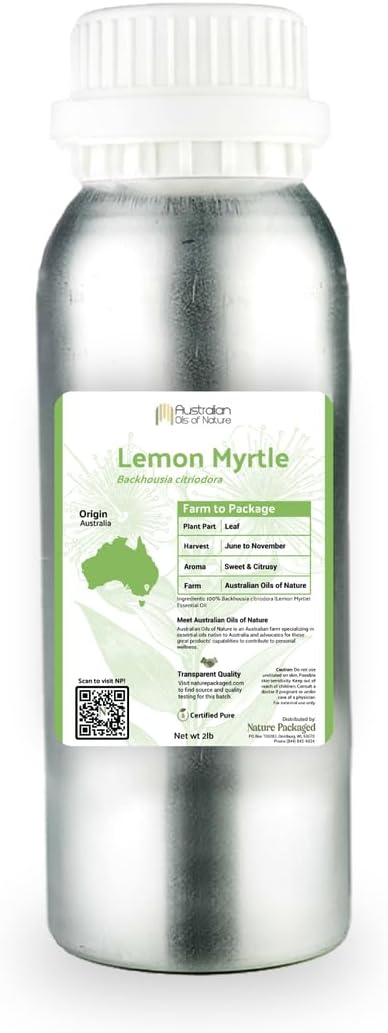 Nature Packaged Lemon Myrtle Essential Oil - Experience an Invigorating, Fresh Citrus Aroma - Pure, Undiluted Therapeutic Grade Essential Oil - 2lbs