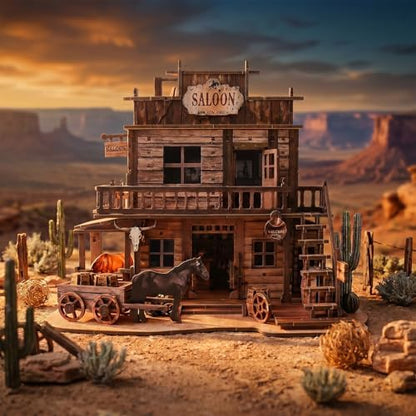 Book Nook Kit Western Saloon 3D Wooden Puzzle Miniature House Kit - Image 2