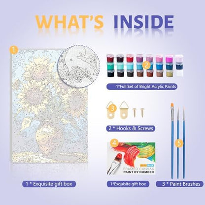 Framed Paint by Numbers Kit for Adults Beginner & Kids Ages 8-12, Sunflower Easy Paint by Numbers without Easel, Flowers Vase Acrylic Adult Painting by Number Kits on Canvas for Decor Gift 8 x 12 Inch - Image 5