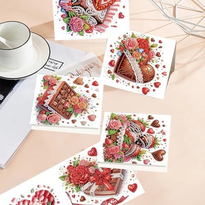 TDFERAN 6 Pack Diamond Art Kits for Adults Christmas Card Blank Cards Blank Greeting Cards Diamond Painting Note Cards with Envelopes Friendship/Anniversary Cards Thanks Cards Christmas Cake - Image 6
